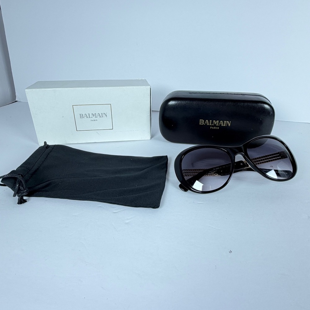 Balmain BL 2066 Sunglasses Black Chain Detail Gradient Lenses Made in France